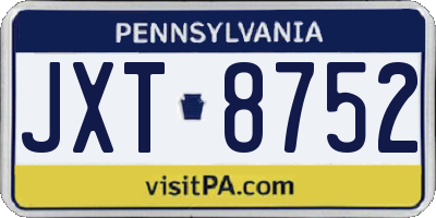 PA license plate JXT8752