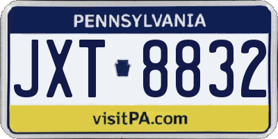 PA license plate JXT8832