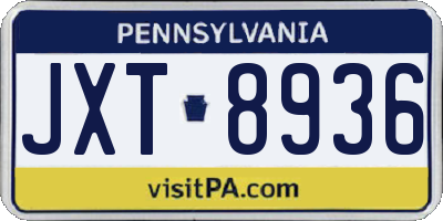 PA license plate JXT8936