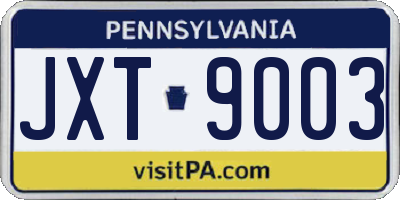 PA license plate JXT9003
