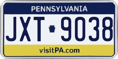 PA license plate JXT9038