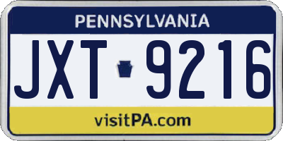 PA license plate JXT9216