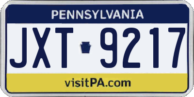 PA license plate JXT9217