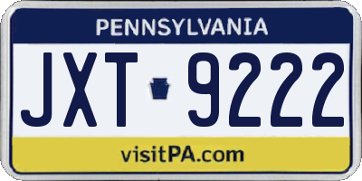 PA license plate JXT9222