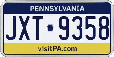 PA license plate JXT9358