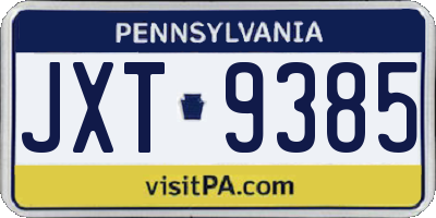 PA license plate JXT9385