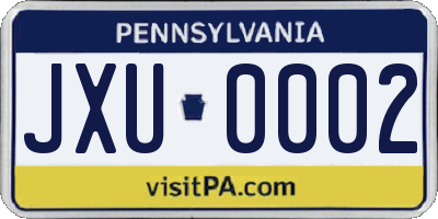 PA license plate JXU0002