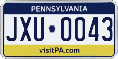 PA license plate JXU0043
