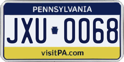 PA license plate JXU0068
