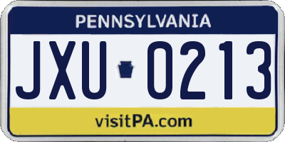 PA license plate JXU0213
