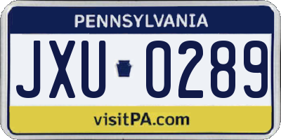 PA license plate JXU0289