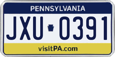 PA license plate JXU0391