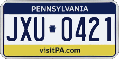 PA license plate JXU0421