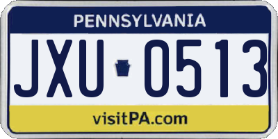 PA license plate JXU0513