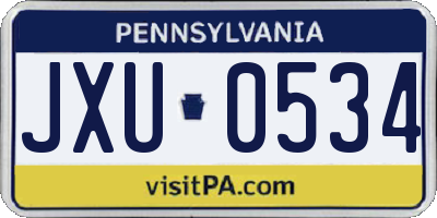 PA license plate JXU0534
