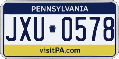 PA license plate JXU0578