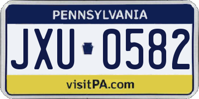 PA license plate JXU0582