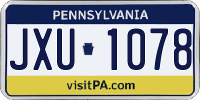 PA license plate JXU1078