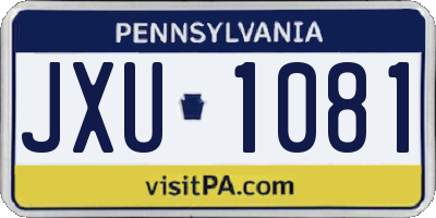 PA license plate JXU1081