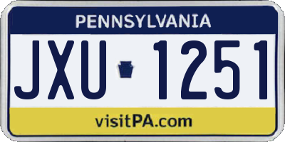 PA license plate JXU1251