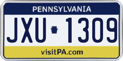 PA license plate JXU1309