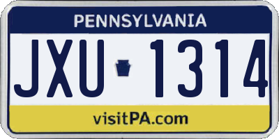 PA license plate JXU1314