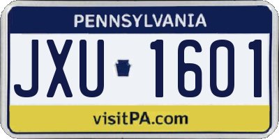 PA license plate JXU1601