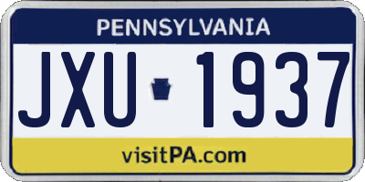 PA license plate JXU1937