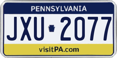 PA license plate JXU2077