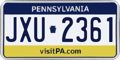PA license plate JXU2361