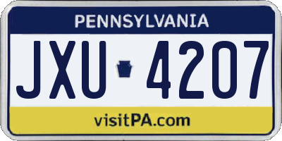 PA license plate JXU4207