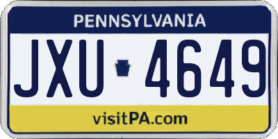PA license plate JXU4649