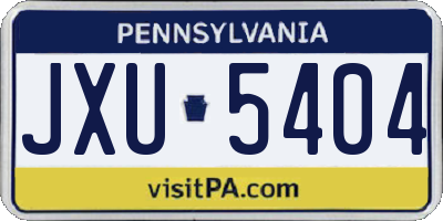 PA license plate JXU5404
