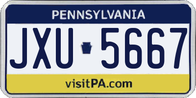 PA license plate JXU5667