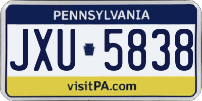 PA license plate JXU5838