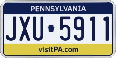 PA license plate JXU5911