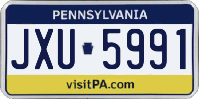 PA license plate JXU5991