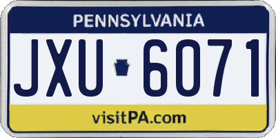 PA license plate JXU6071