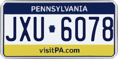 PA license plate JXU6078