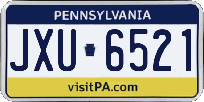 PA license plate JXU6521