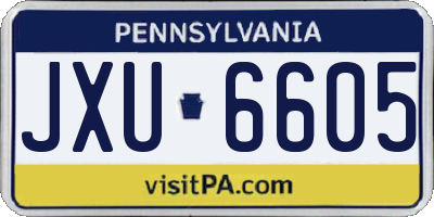 PA license plate JXU6605