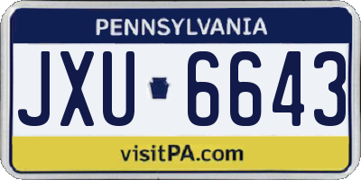 PA license plate JXU6643
