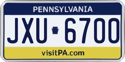 PA license plate JXU6700