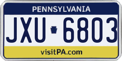 PA license plate JXU6803
