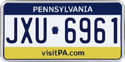 PA license plate JXU6961