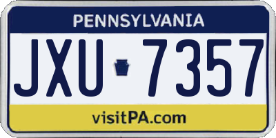 PA license plate JXU7357