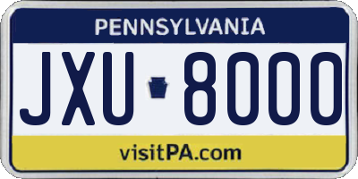 PA license plate JXU8000