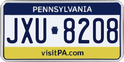 PA license plate JXU8208