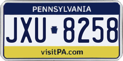 PA license plate JXU8258