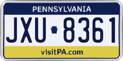 PA license plate JXU8361